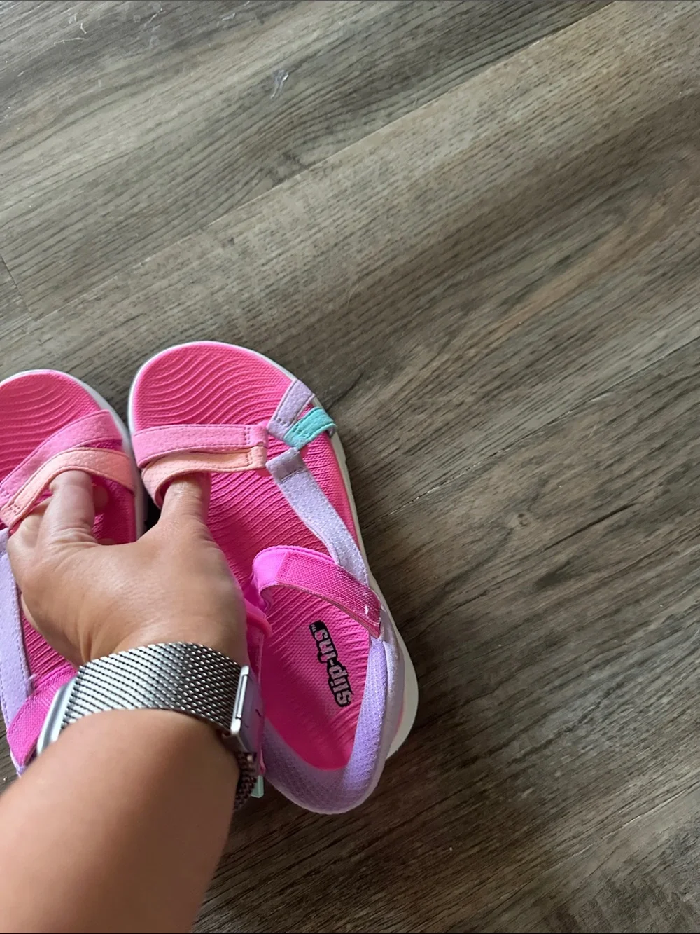 Skechers Girls Pink Pastel Accent Sport Sandals